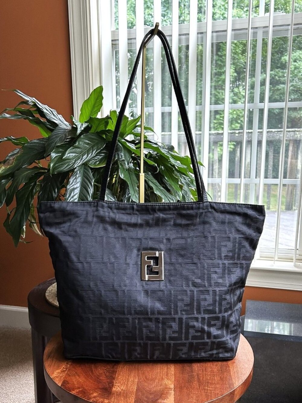 FENDI FF Canvas Tote Bag, Black